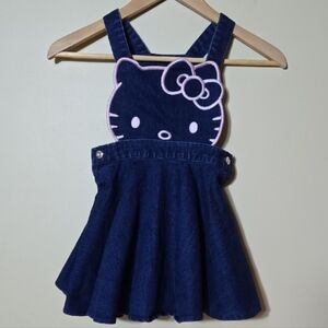 Hello Kitty Denim Jumper Jean Dress Girls Suze 5 Dark Wash 2023 Girlie Ruffled